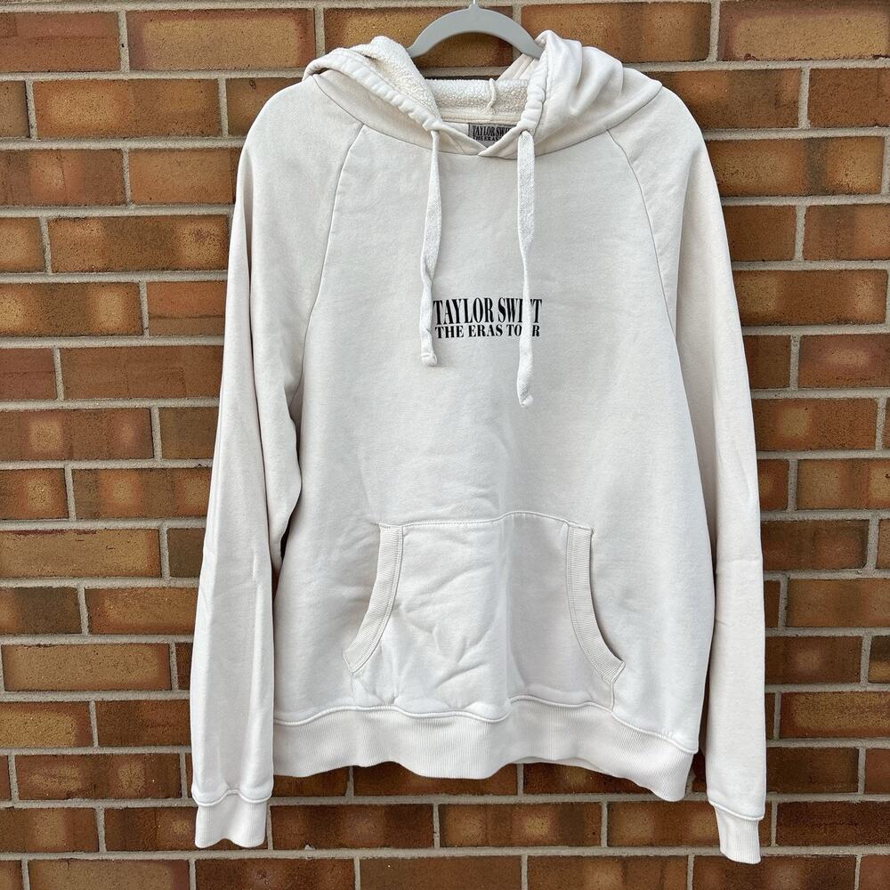 Taylor Swift The Eras Tour Hoodie Sweatshirt Cream Large Double Sided